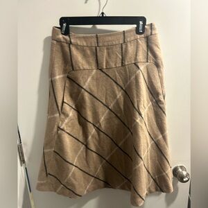 Catherine Malandrino Beige Plaid A-Line Skirt